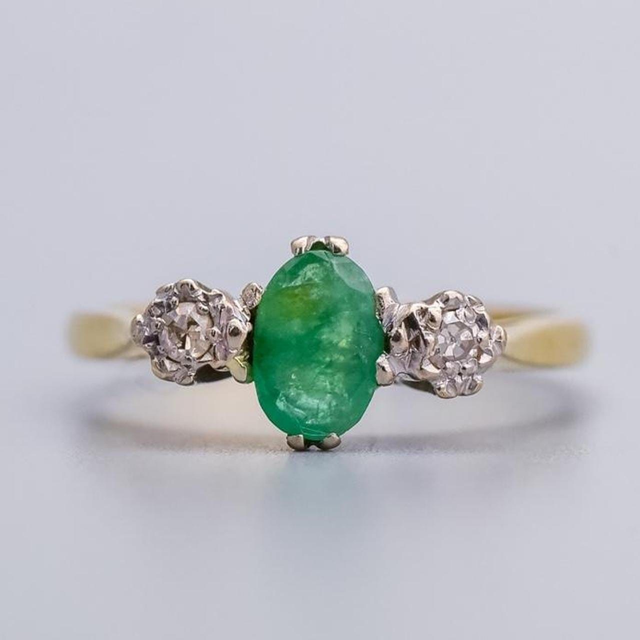 18K Gold Emerald and Diamond Ring