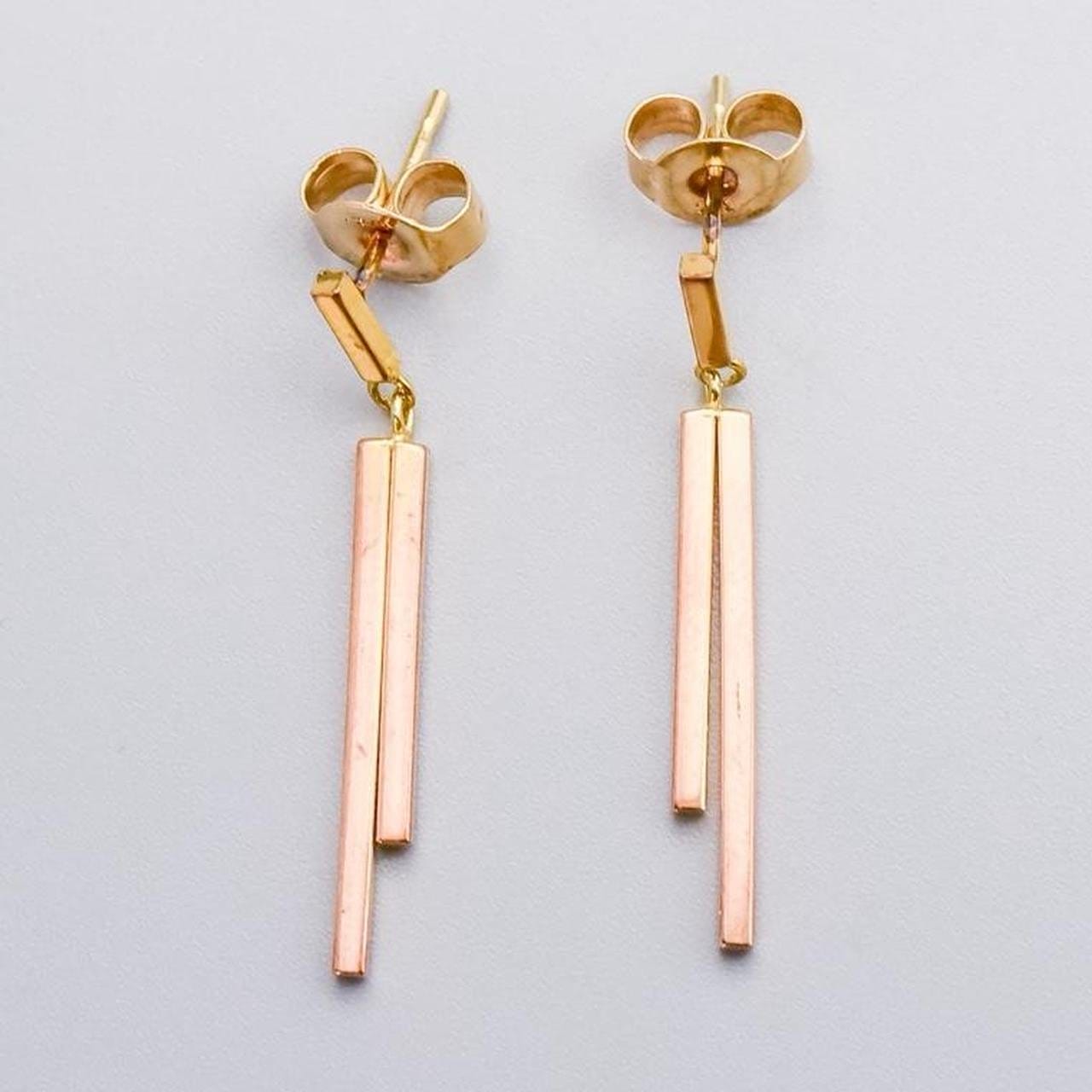 9K Gold Bar Dangly Earrings