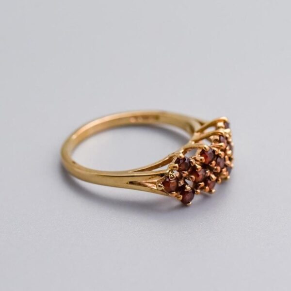 9K Gold Garnet Cluster Ring