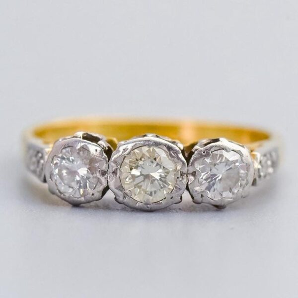 18K Gold Diamond Trilogy Ring