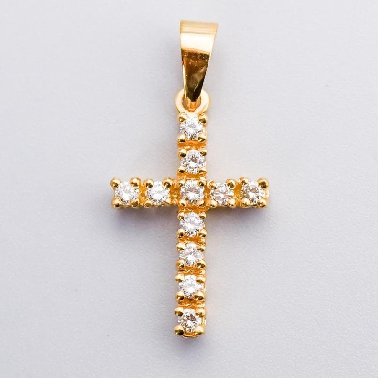 18K Gold Diamond Cross Pendant