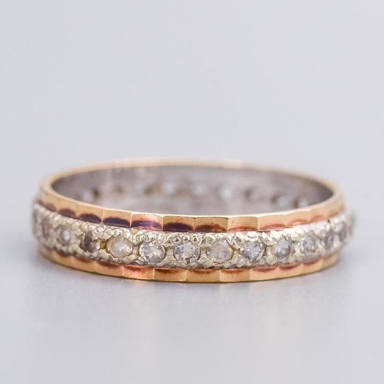9K Gold Two-Tone CZ Band