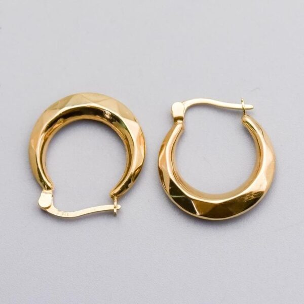 9K Gold Faceted Hoop Earrings