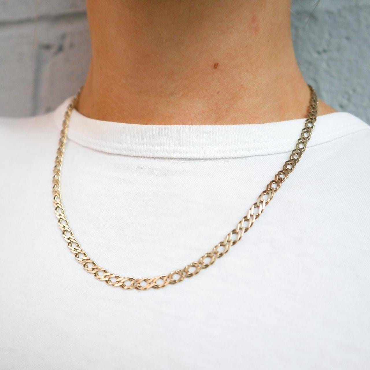 9K Gold Double Link Curb Chain Necklace