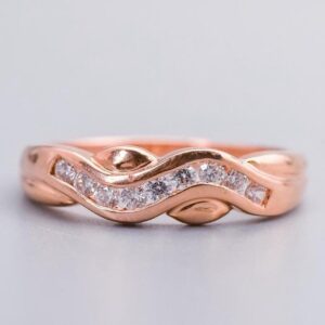 14K Rose Gold CZ Waved Band