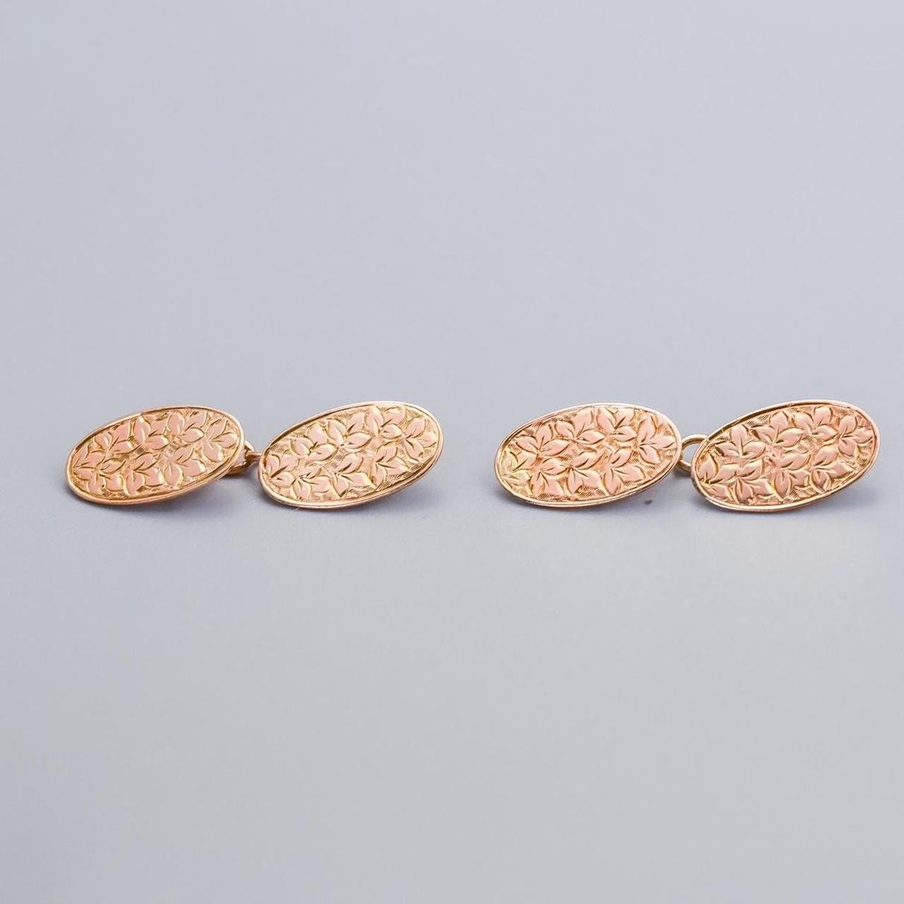 9K Rose Gold Victorian Floral Cufflinks