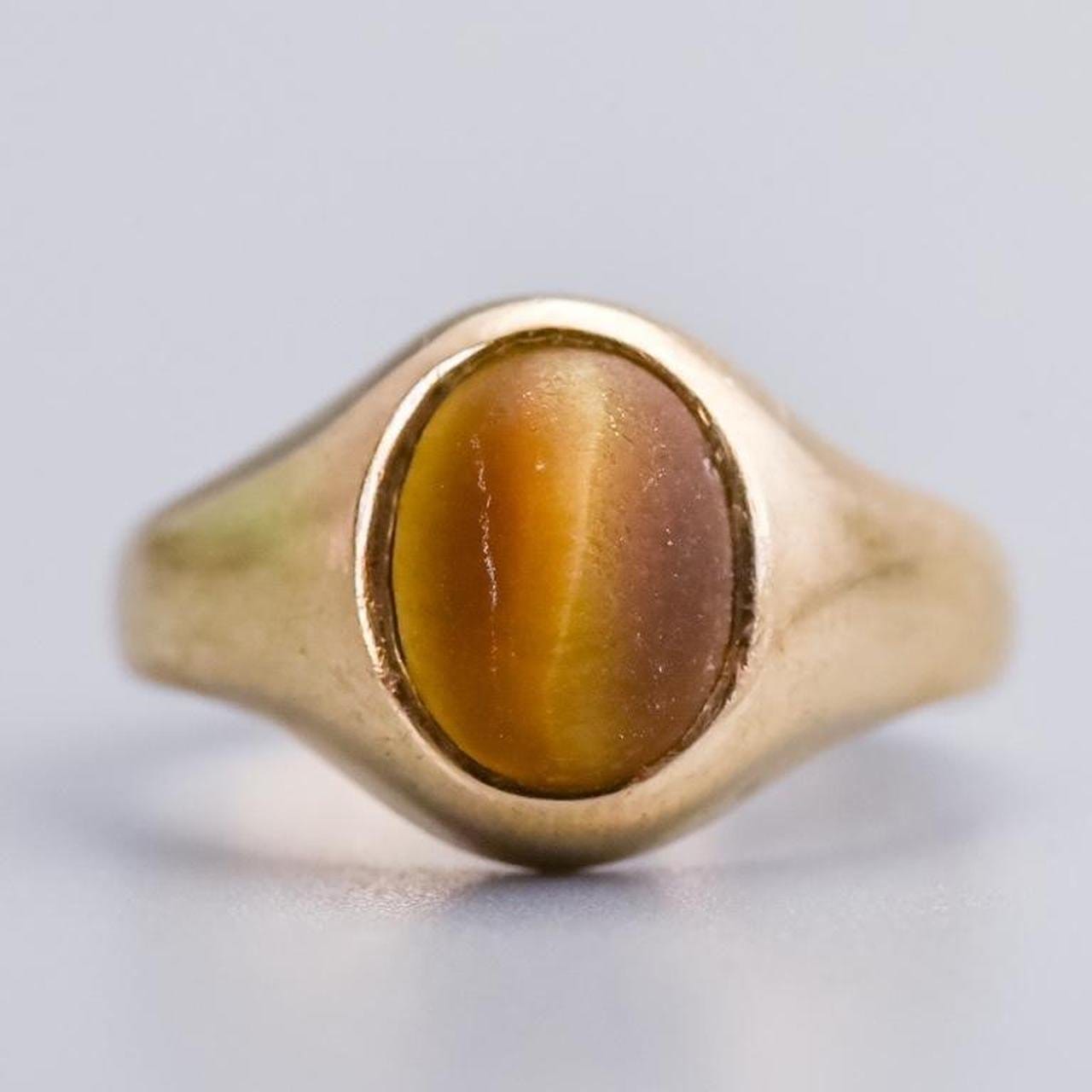 9K Gold Tigers Eye Signet Ring