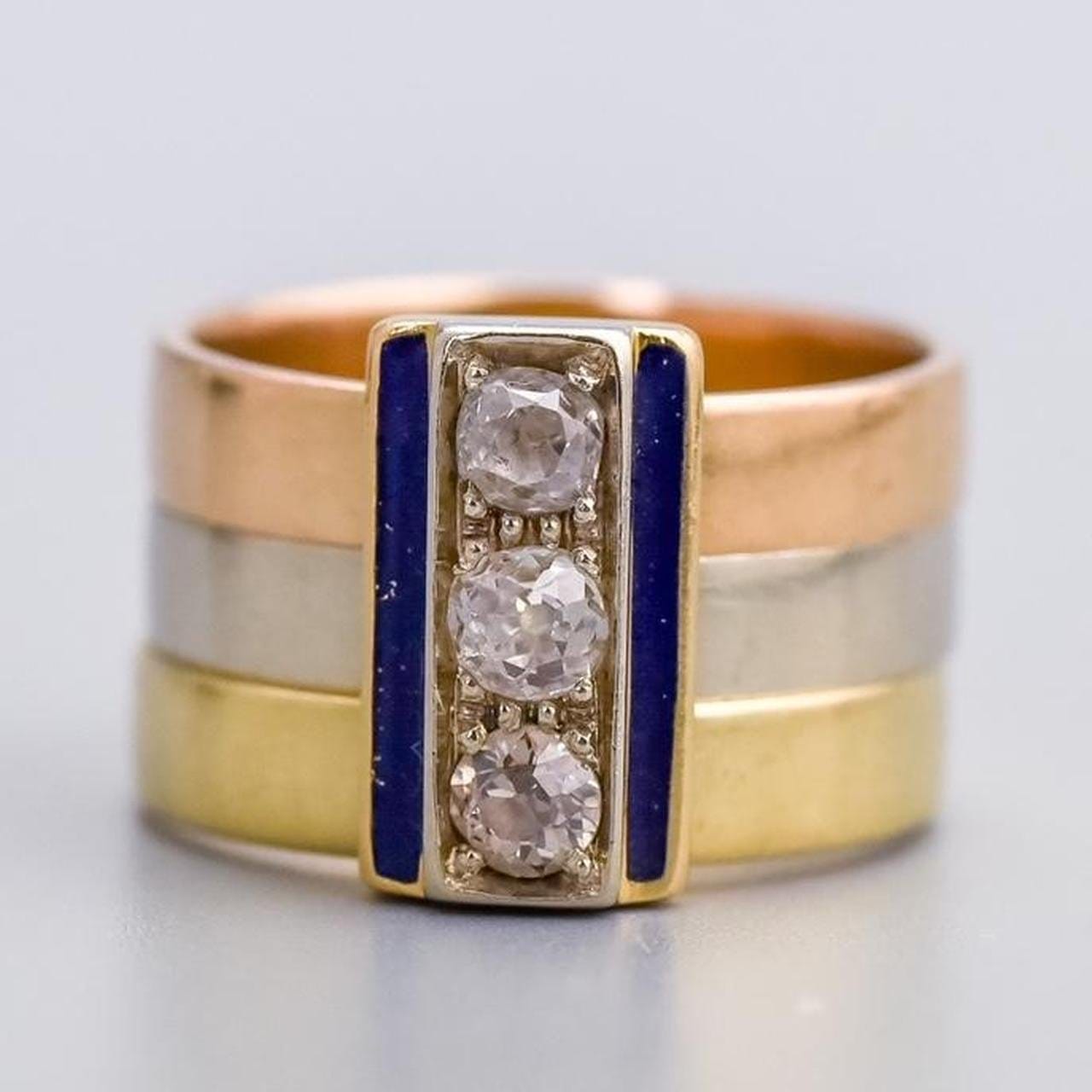 14K Gold Antique Multi Tone Diamond Ring