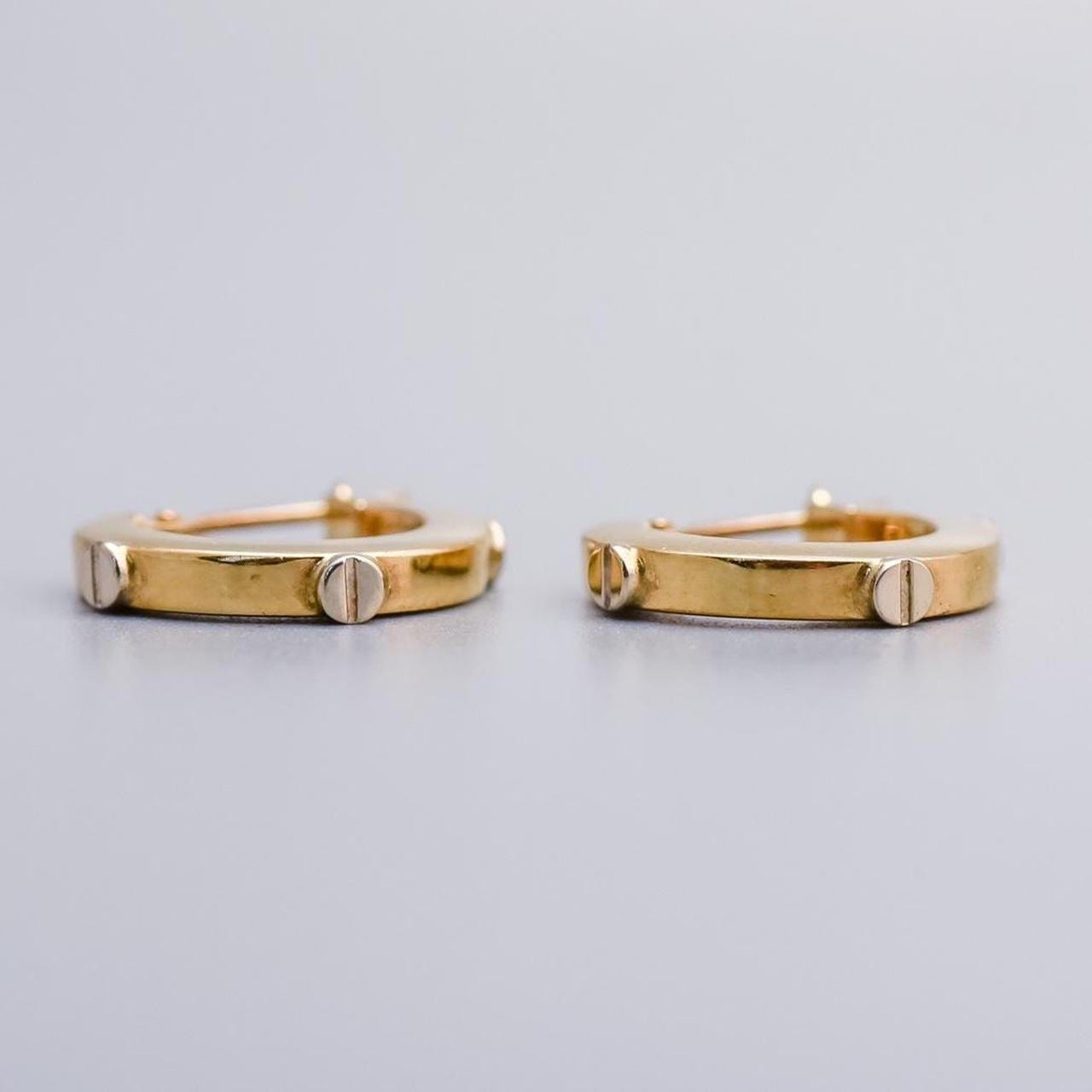 9K Gold Screw-Head Hoop Earrings