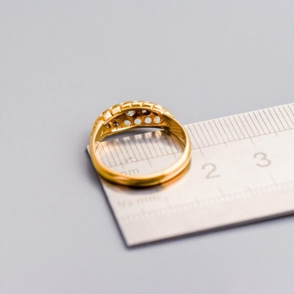 18K Gold Antique Five Stone Diamond Boat Ring