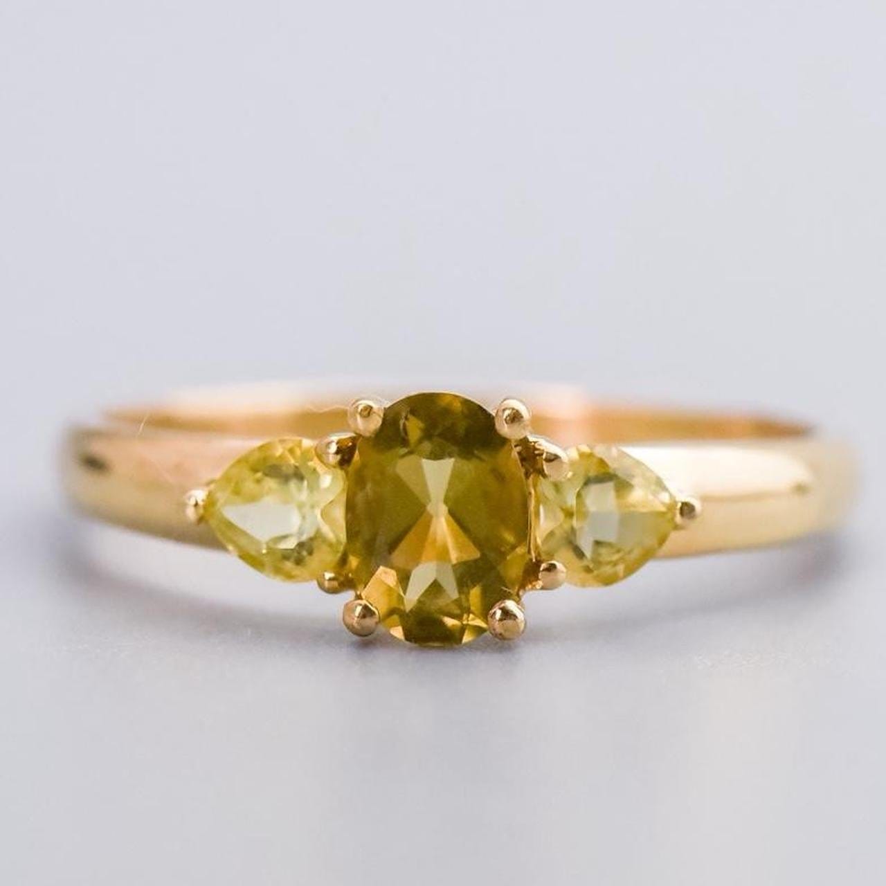 9K Gold Tourmaline Trilogy Ring