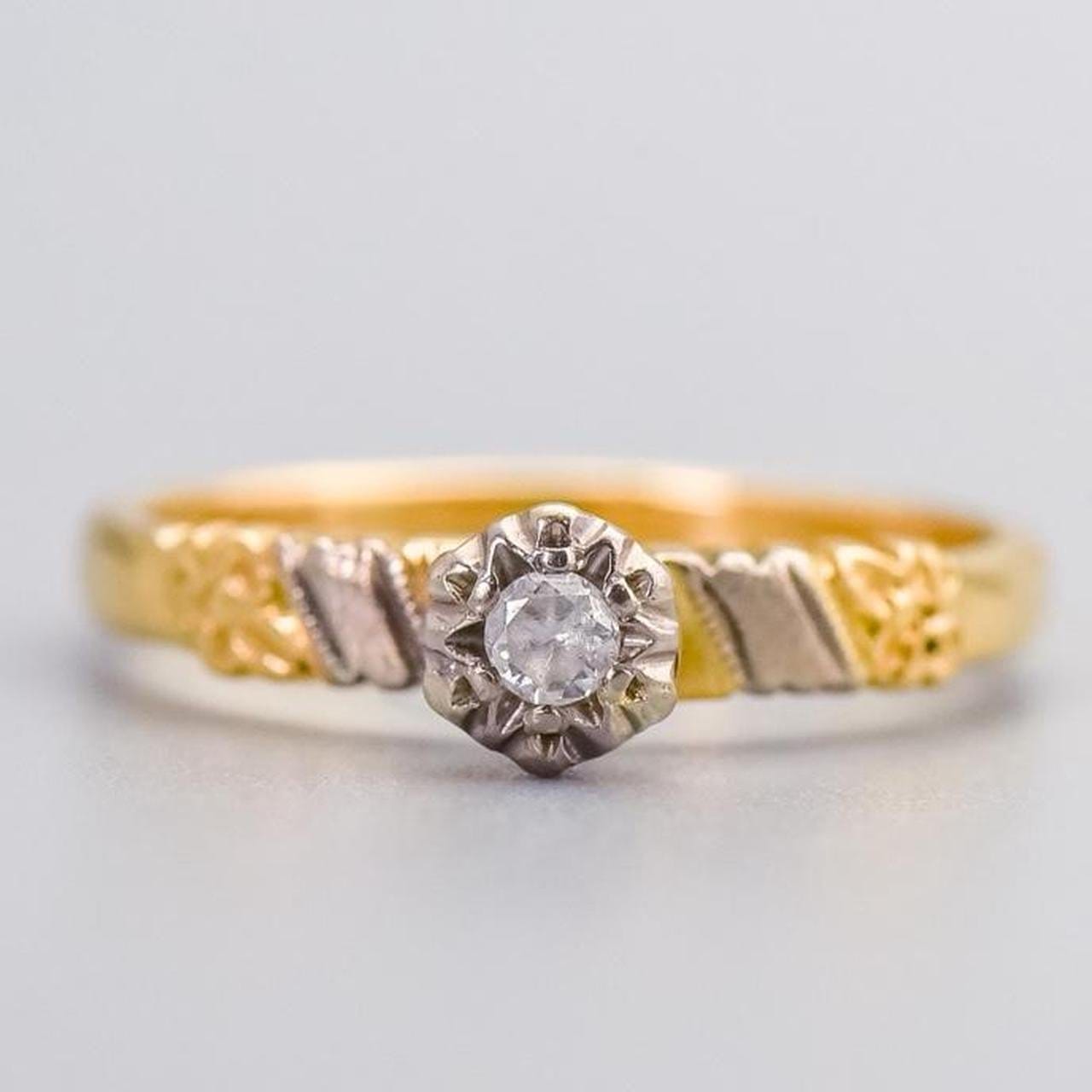 18K Gold Solitaire Diamond Ring
