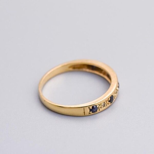 9K Gold Sapphire and Diamond Ring
