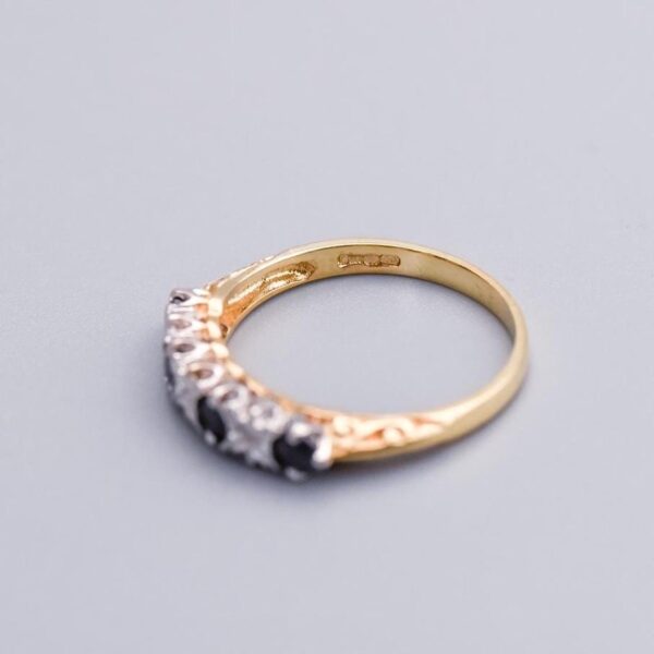 9K Gold Sapphire and Diamond Ring