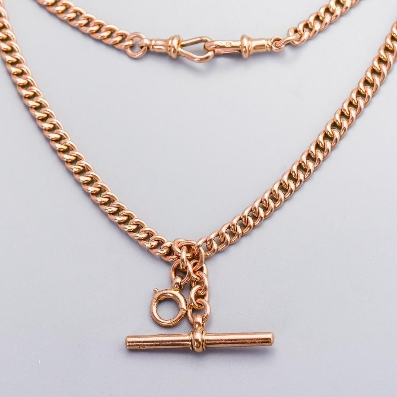 9K Rose Gold Albert Chain Necklace
