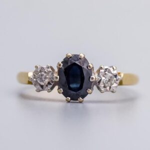 18K Gold Sapphire and Diamond Ring