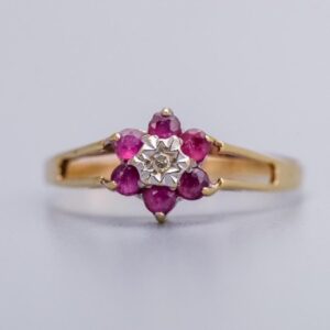 9K Gold Ruby Flower Ring