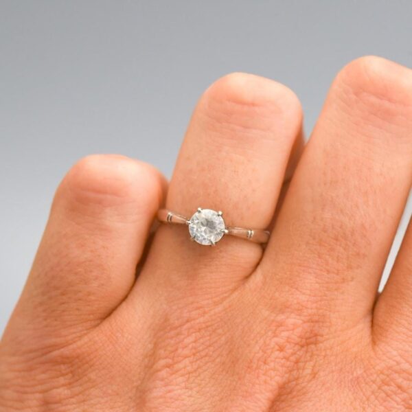 Platinum White Sapphire Solitaire Ring