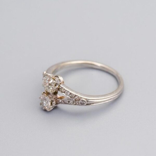 Platinum Antique Two Stone Diamond Ring