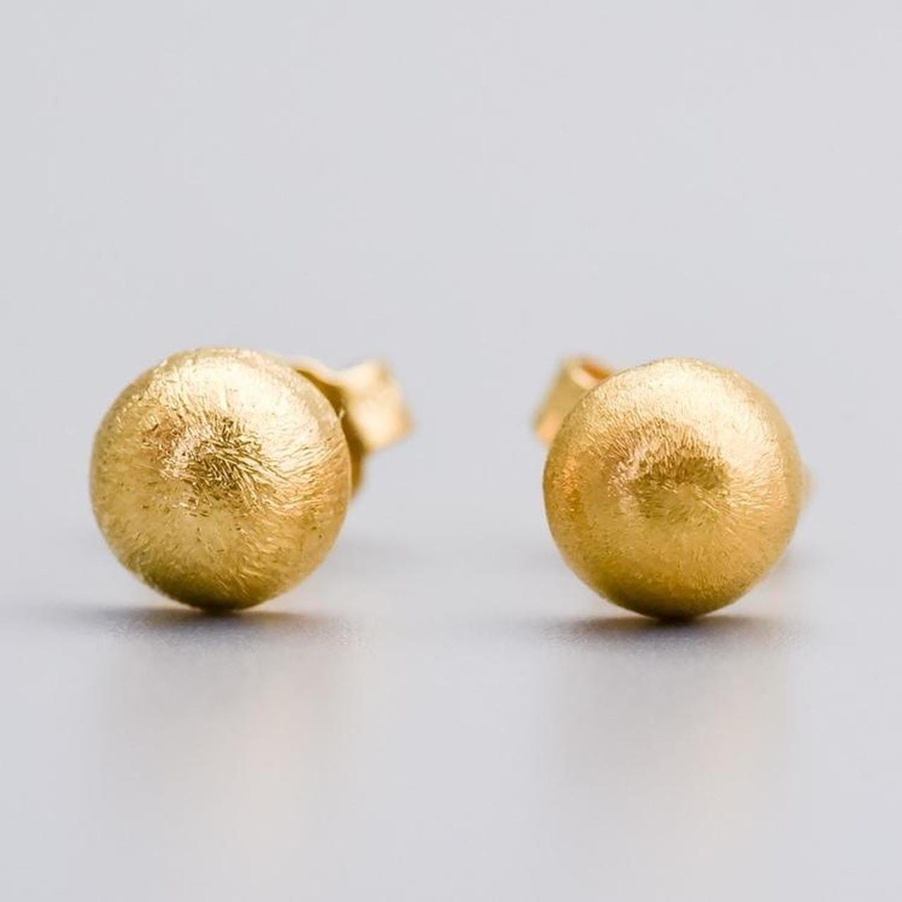 18K Gold Textured Stud Earrings