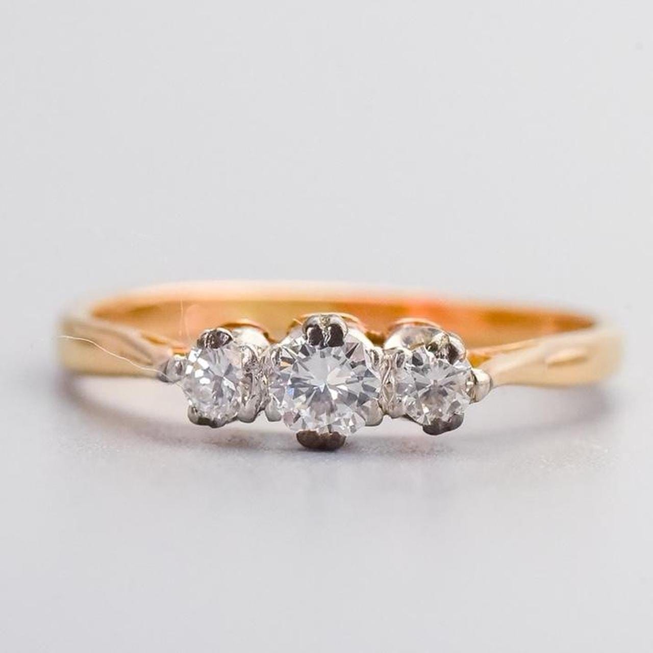 18K Gold Diamond Trilogy Ring