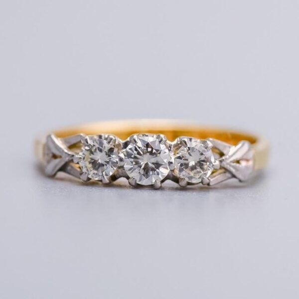 18K Gold Diamond Trilogy Ring