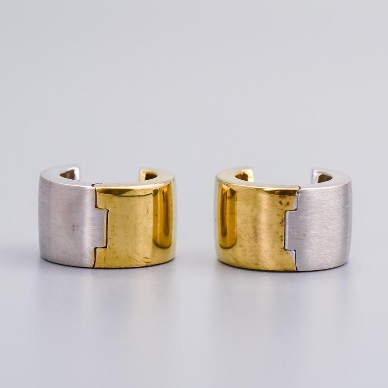 9K Gold Two-Tone Hoop Earrings