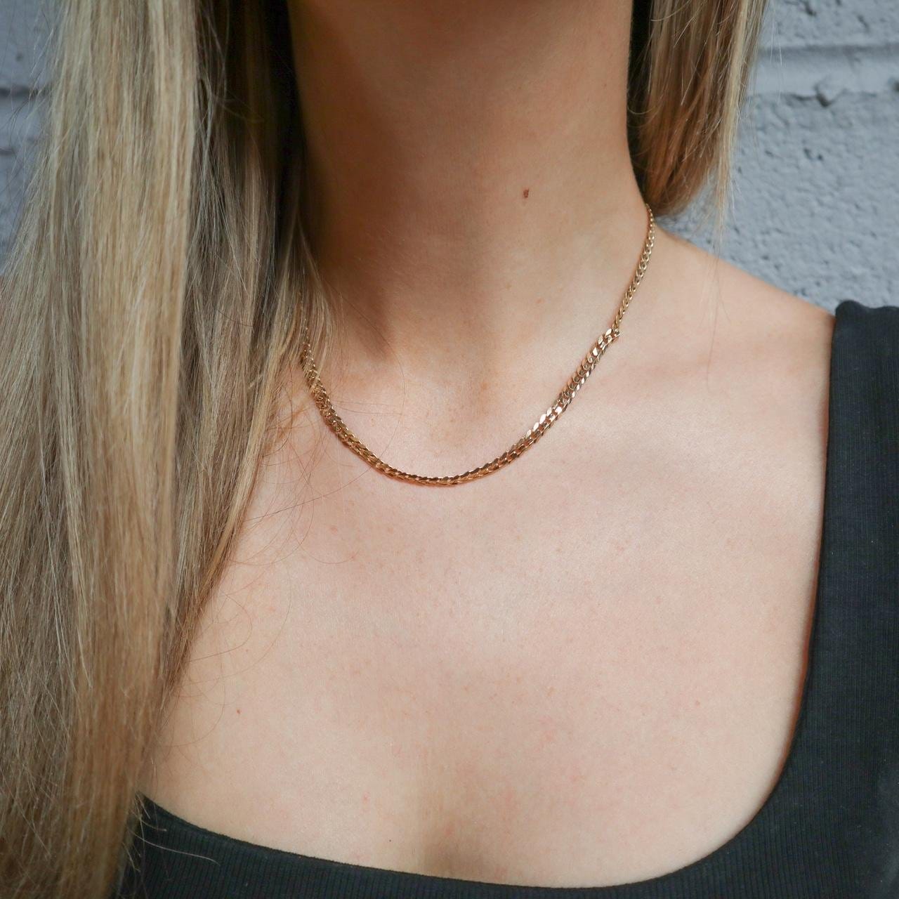 9K Gold Curb Chain Necklace