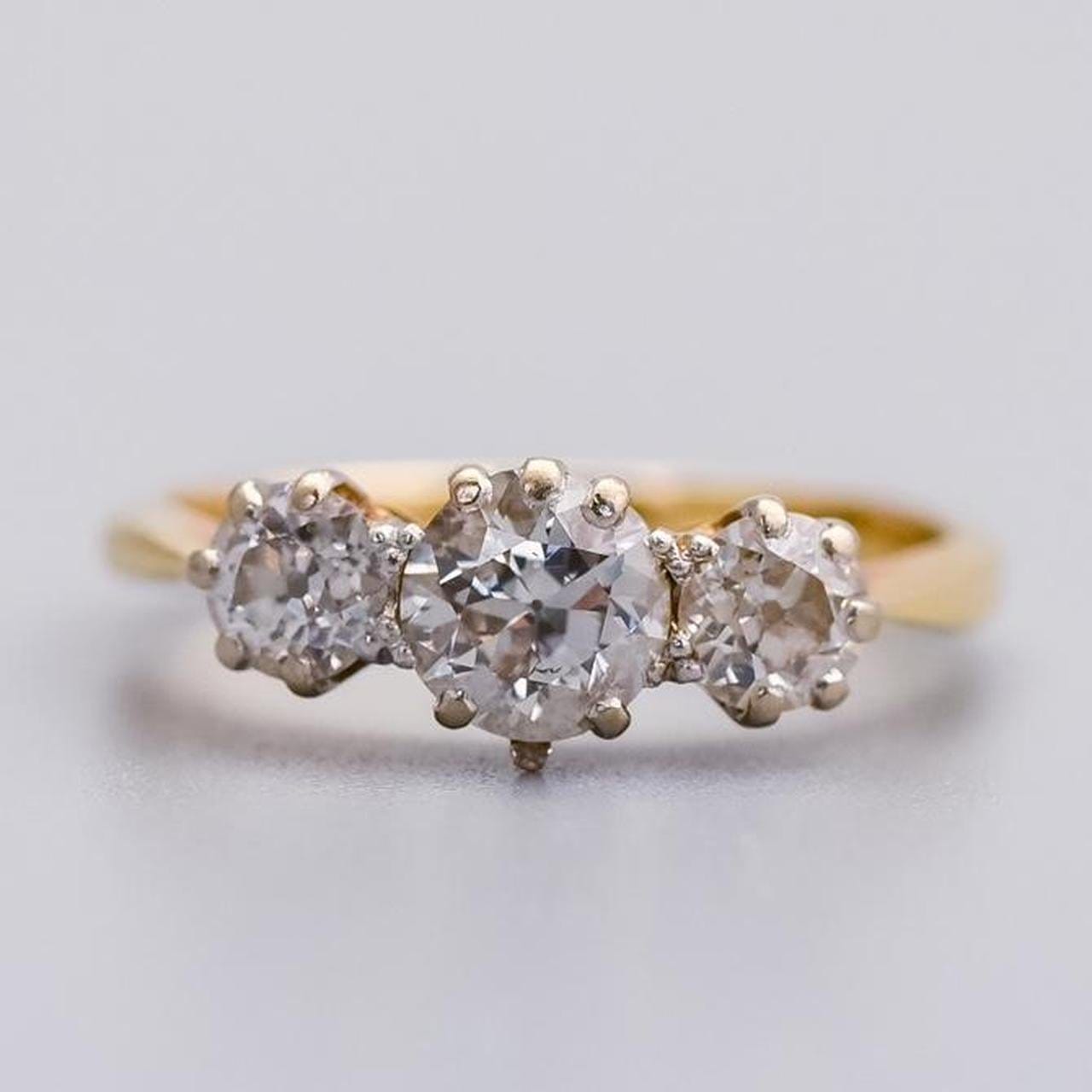 18K Gold Diamond Trilogy Ring