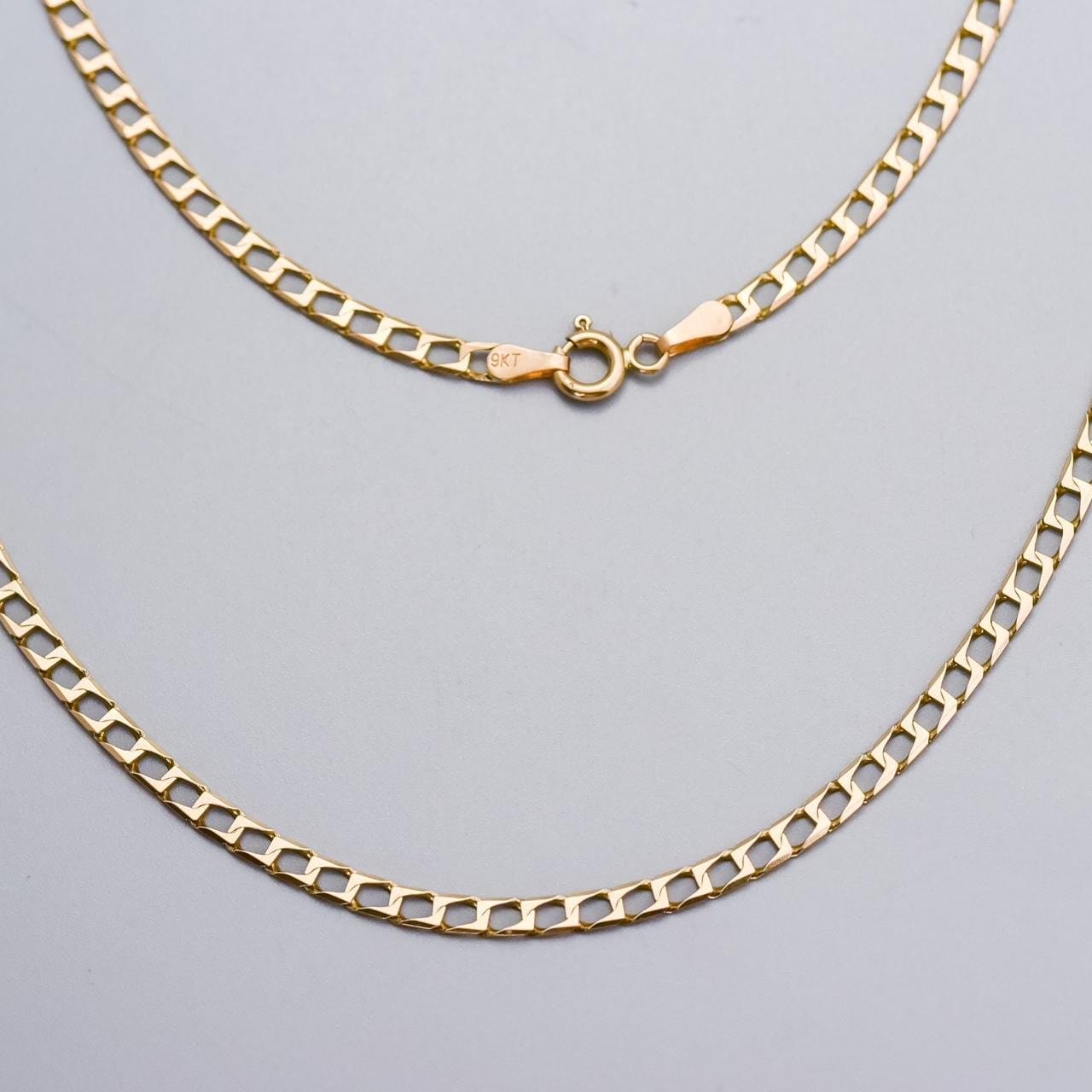 9K Gold Square Curb Chain Necklace