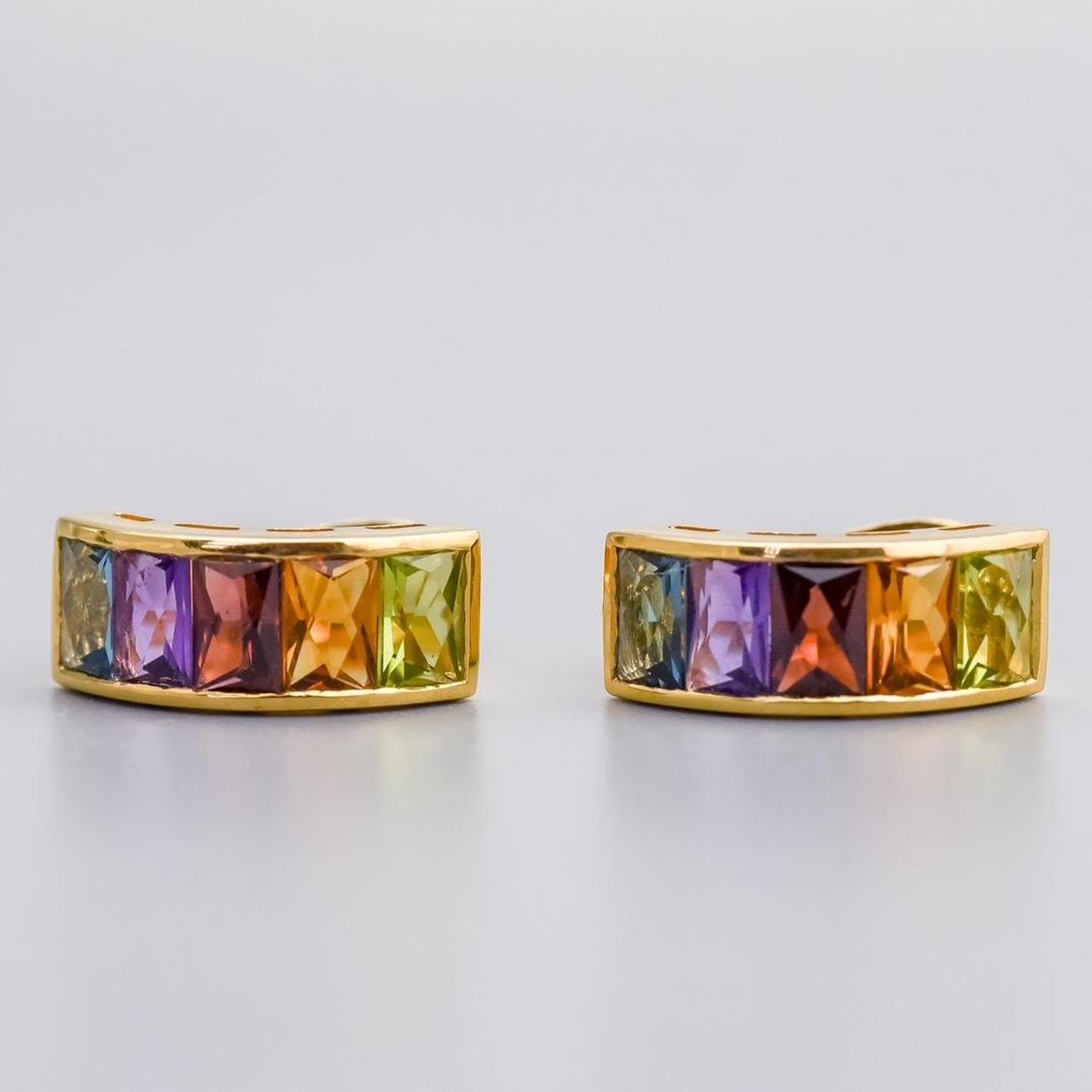 14K Gold Multi Gemstone Earrings