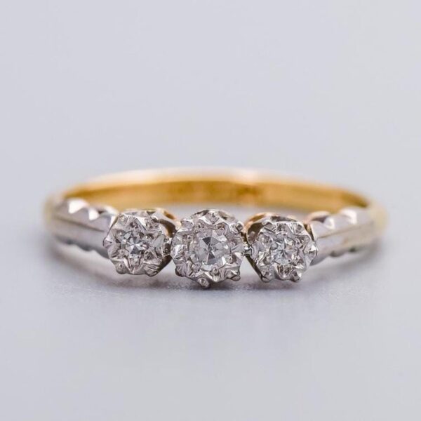 18K Gold Diamond Trilogy Ring