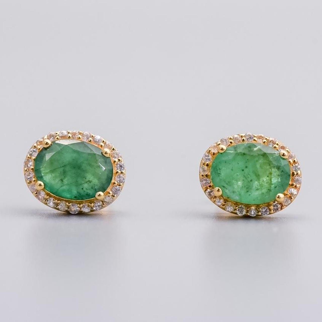 10K Gold Emerald Earrings