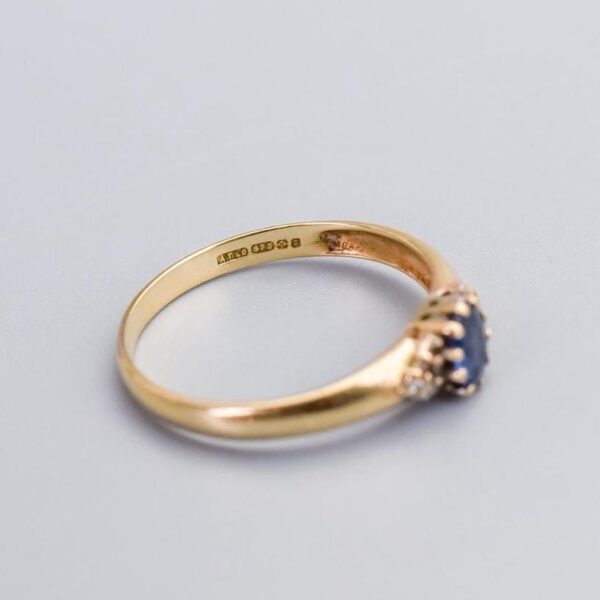 9K Gold Sapphire & Diamond Ring