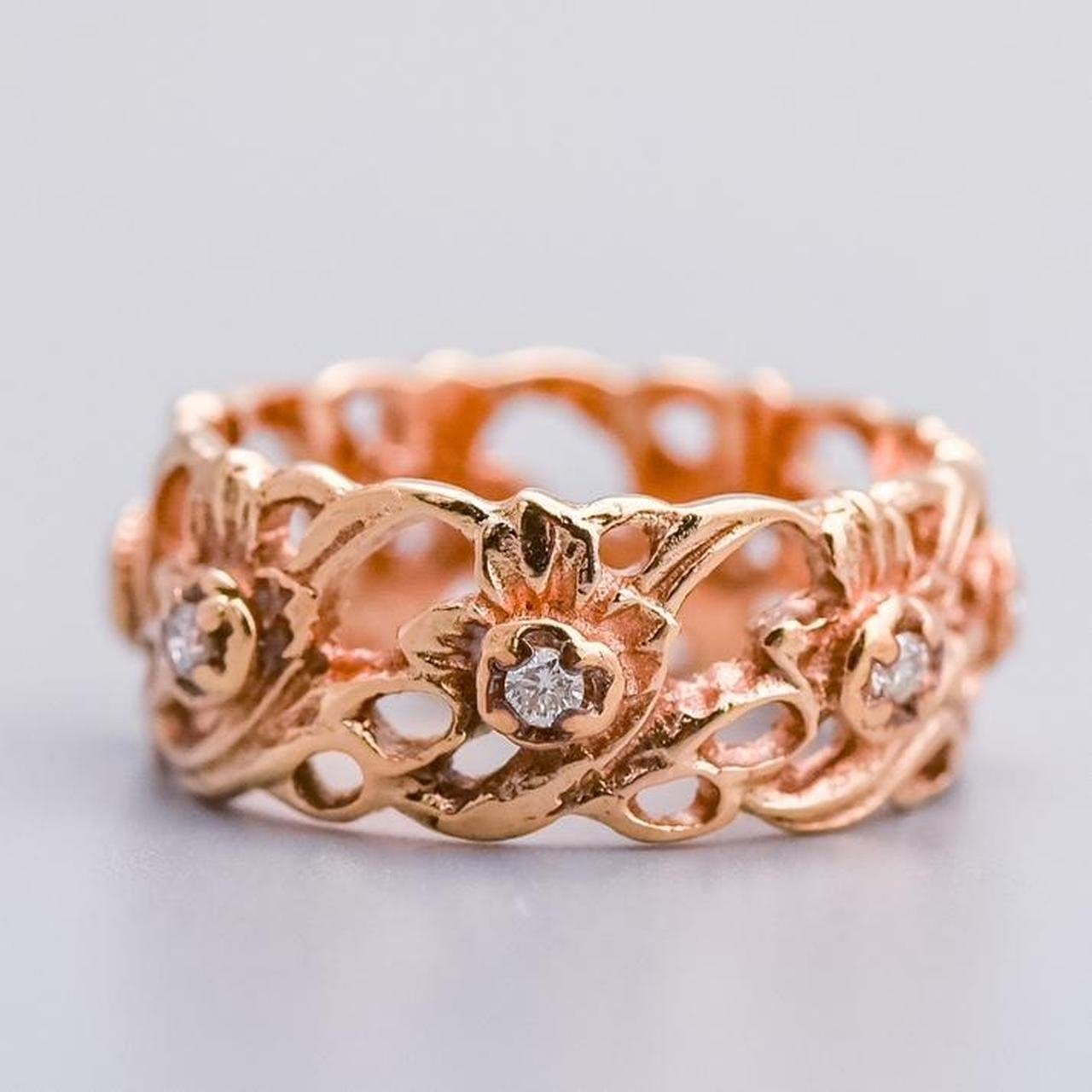 14K Rose Gold Daffodil Eternity Ring
