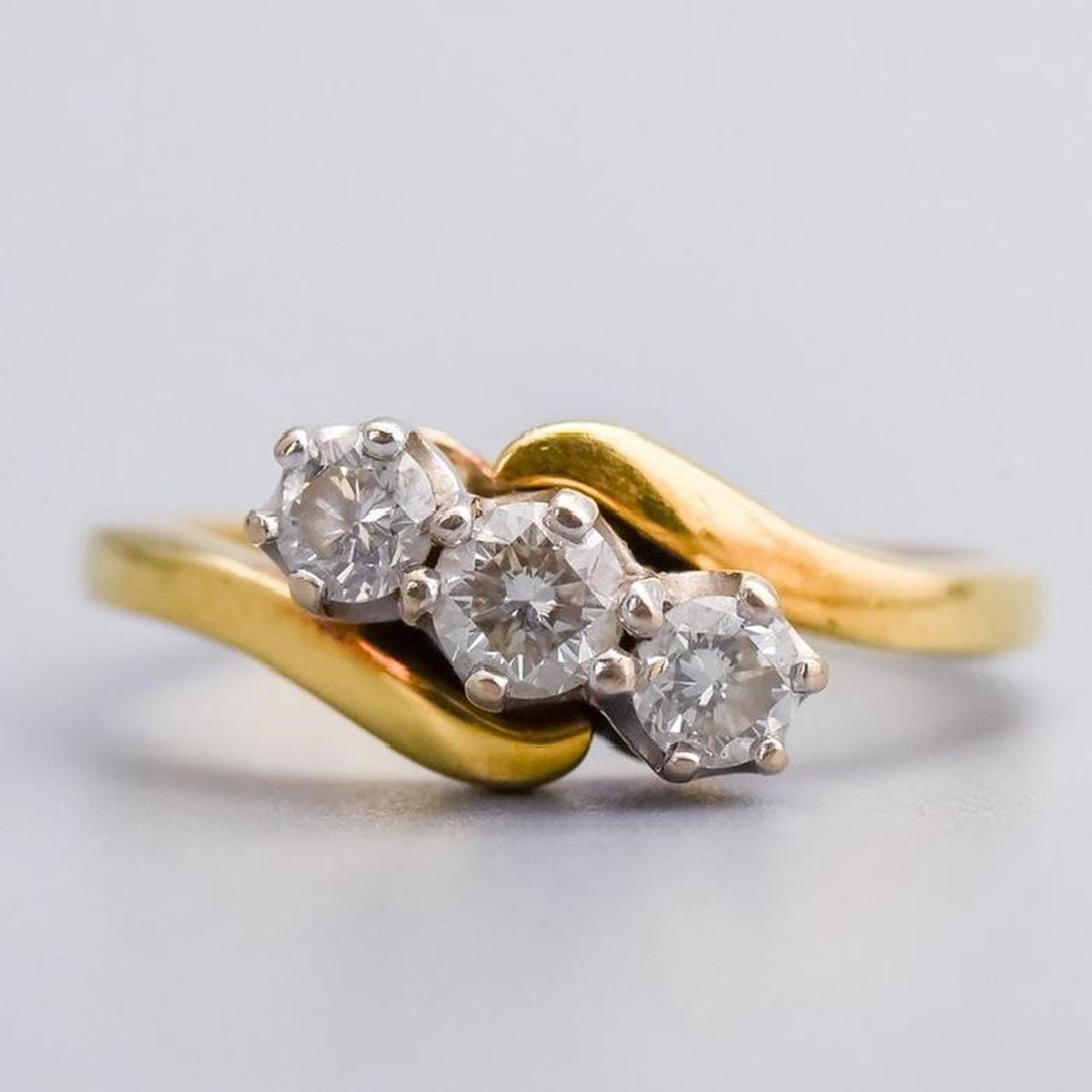 18K Gold Diamond Trilogy Ring