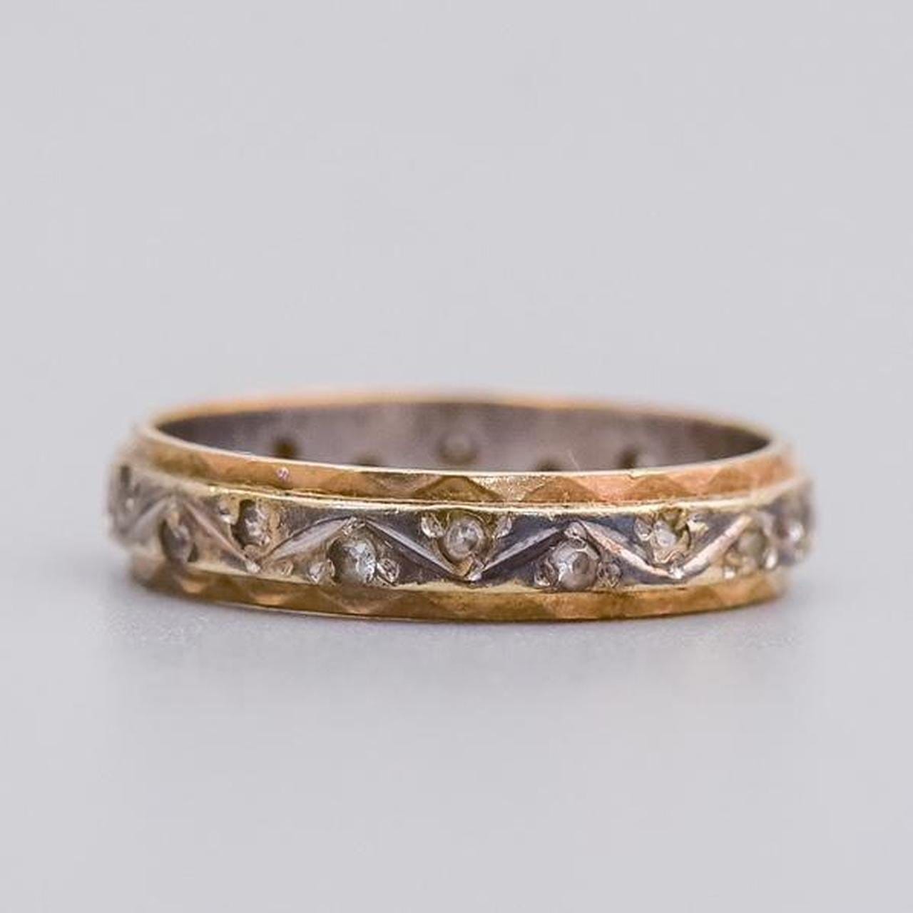 9K Gold Two-Tone CZ Band
