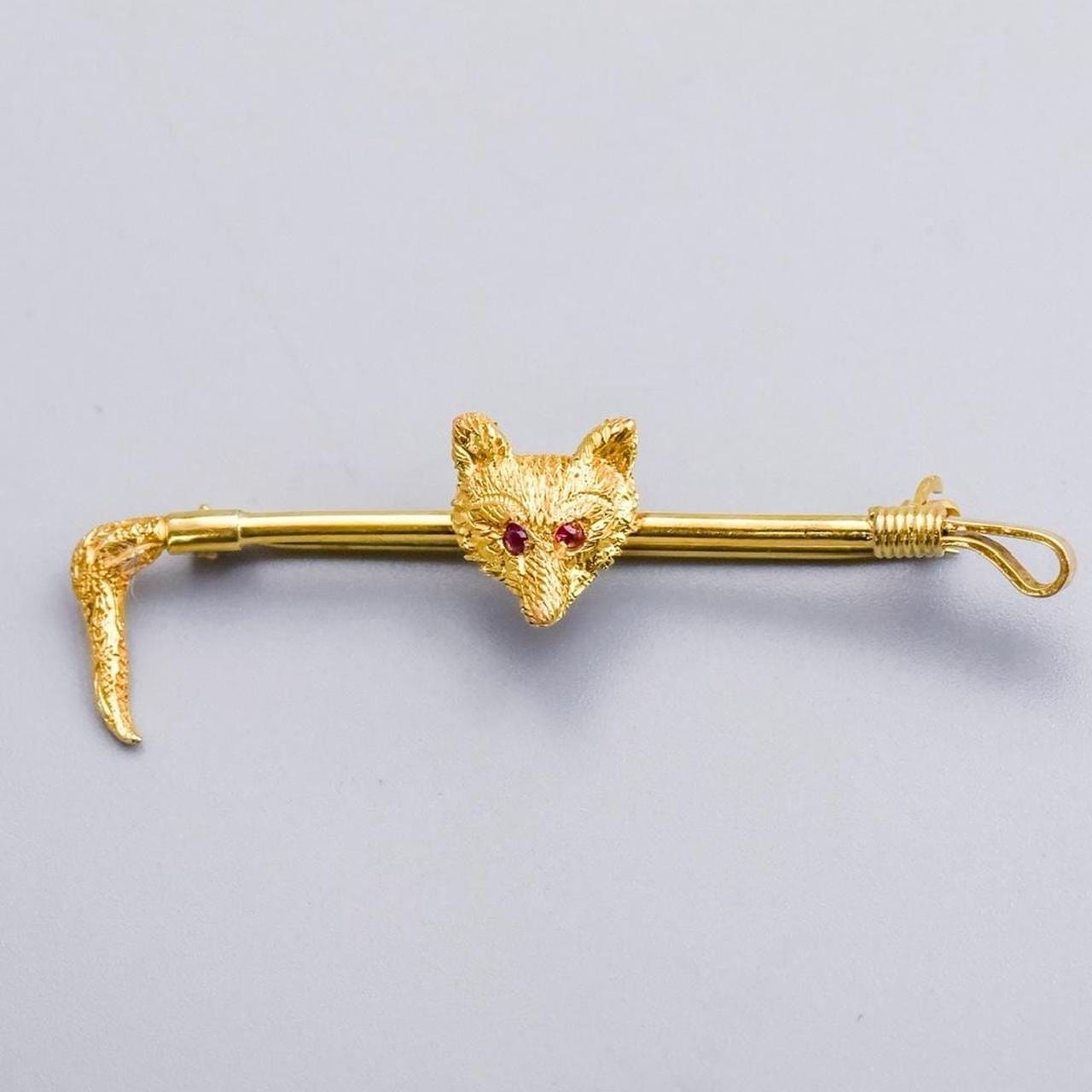 9K Gold Antique Fox Hunting Brooch