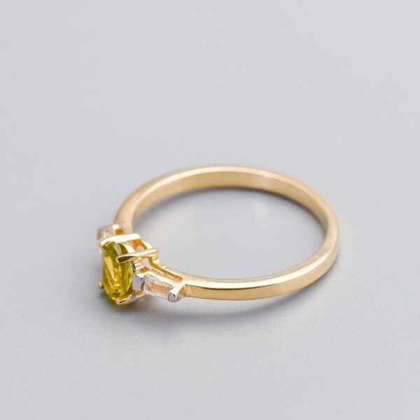 10K Gold Sphene & White Zircon Ring