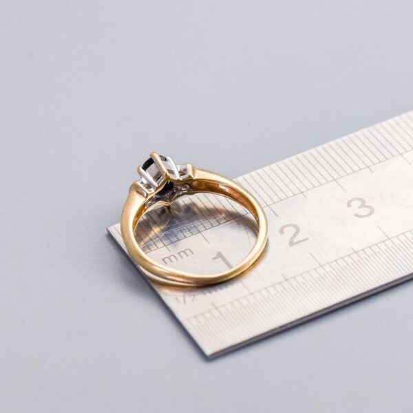 9K Gold Sapphire & Diamond Ring