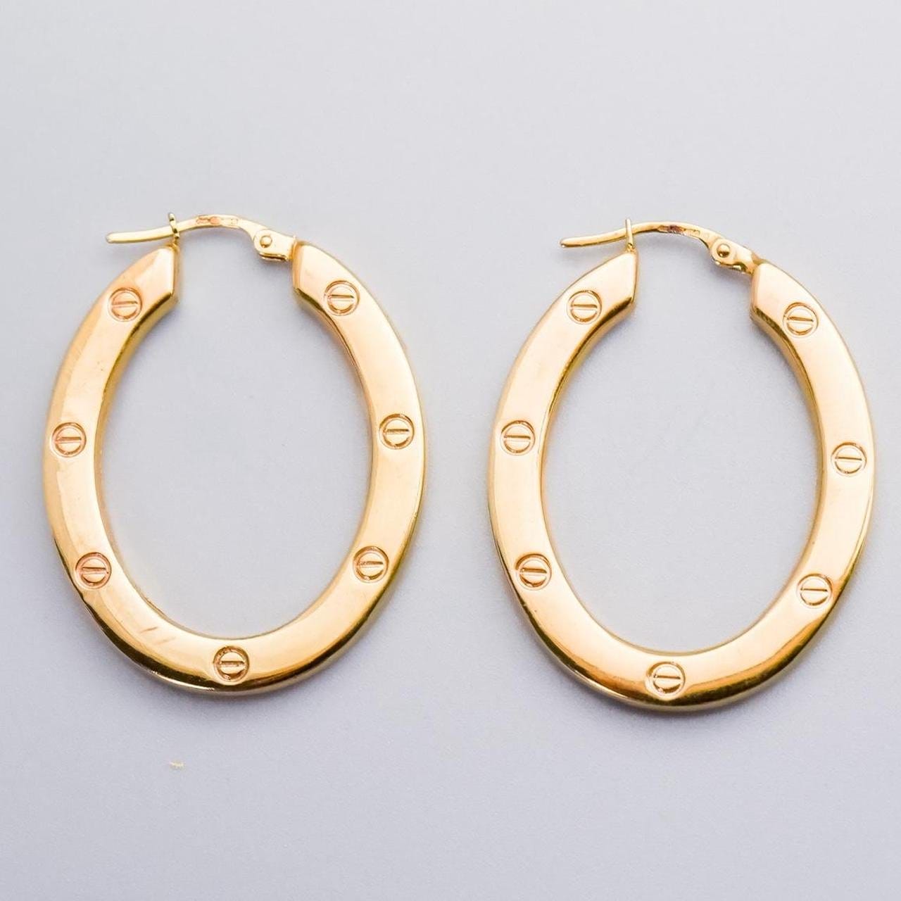 9K Gold Screw Head Hoops