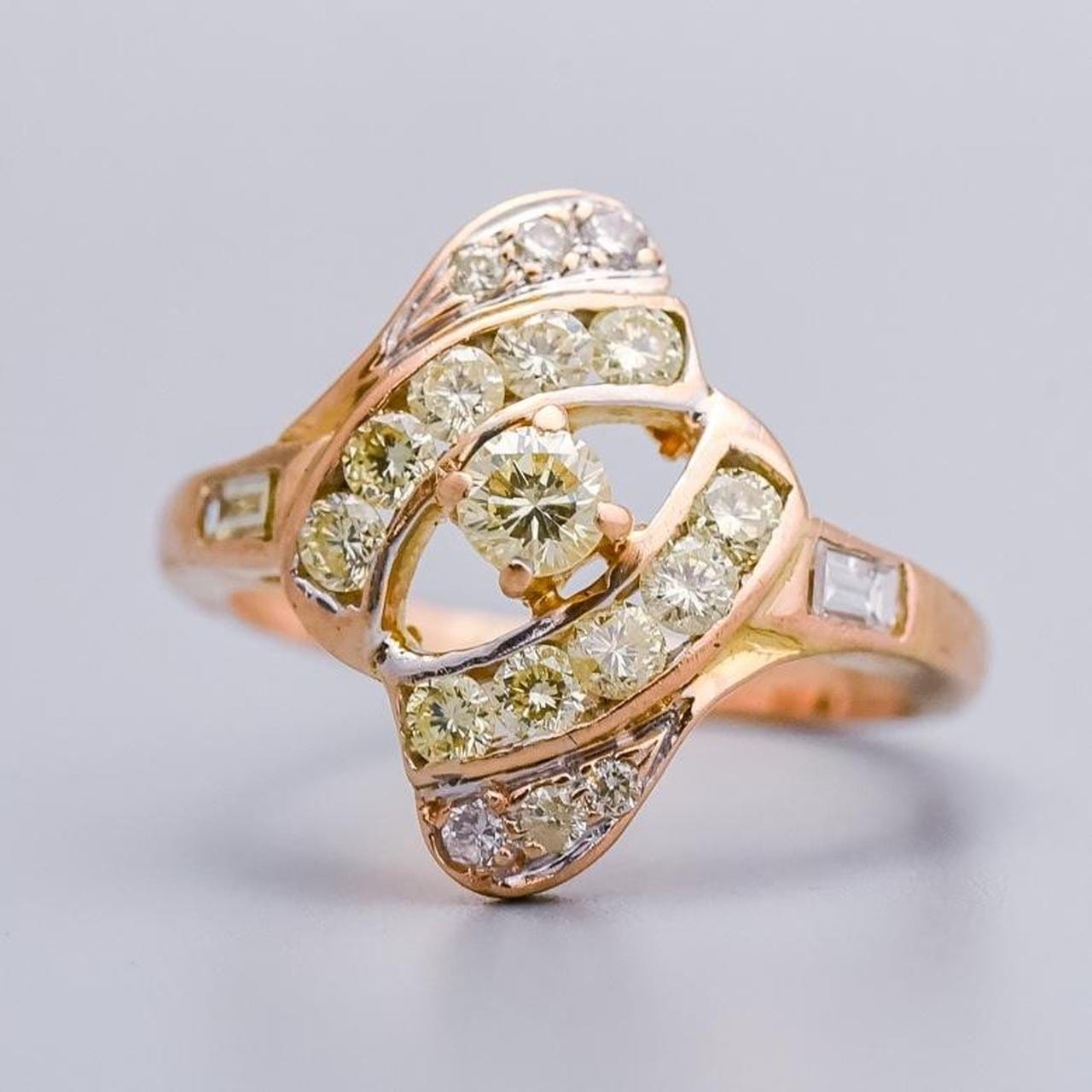 14K Rose Gold Diamond Cluster Ring