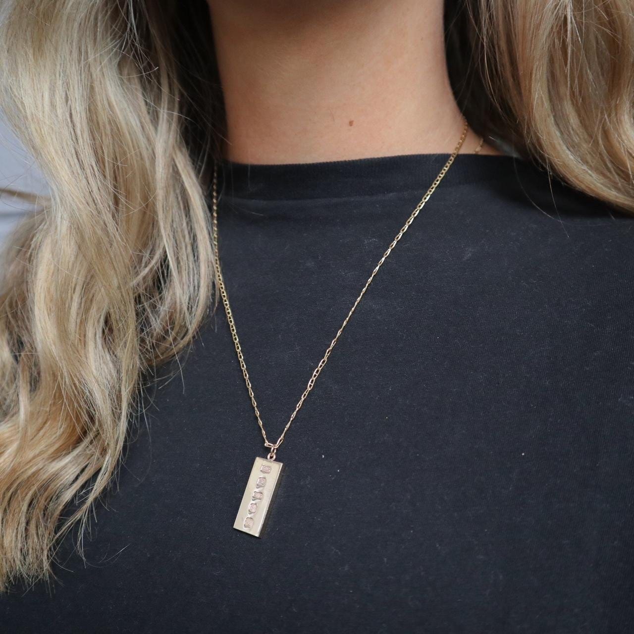 9K Gold Ingot Pendant Necklace