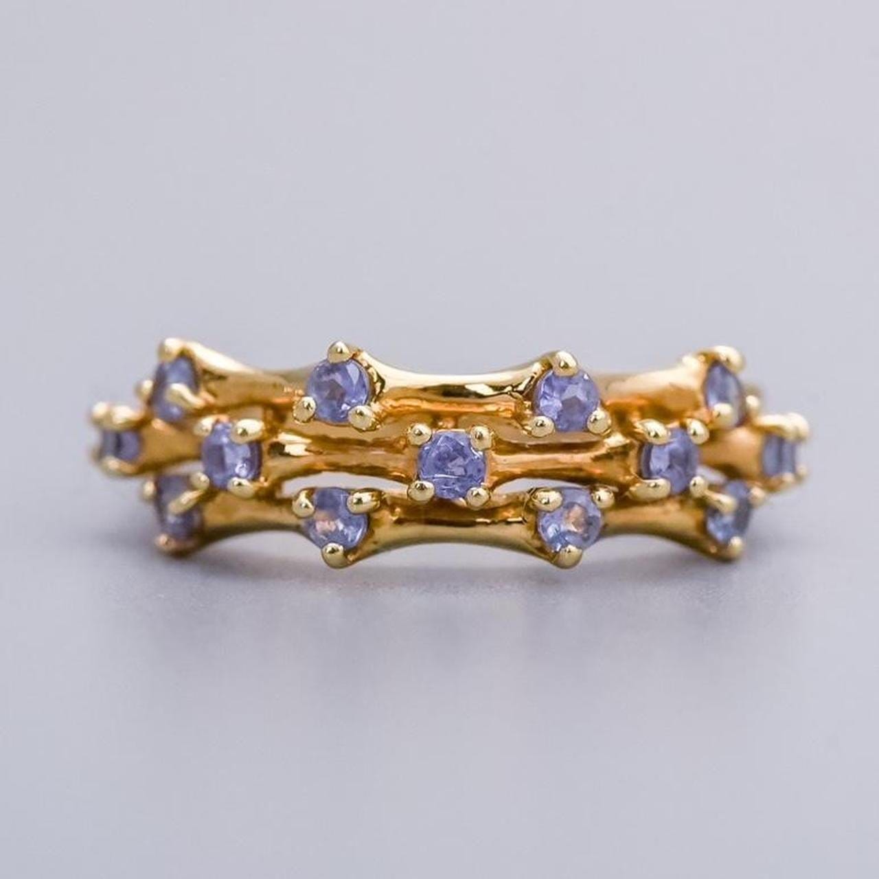 9K Gold Tanzanite Cluster Ring
