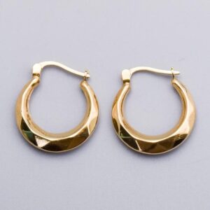 9K Gold Faceted Hoop Earrings