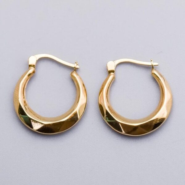 9K Gold Faceted Hoop Earrings
