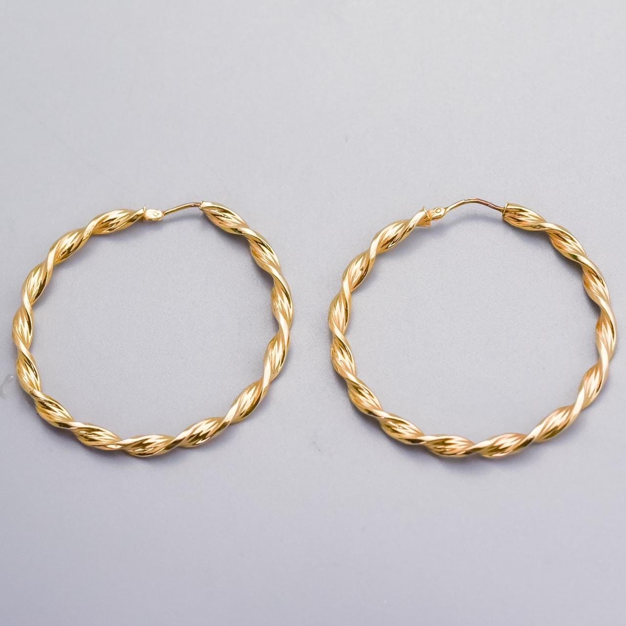9K Gold Twisted Hoop Earrings