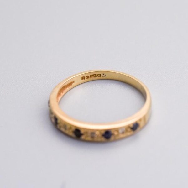 9K Gold Sapphire and Diamond Ring