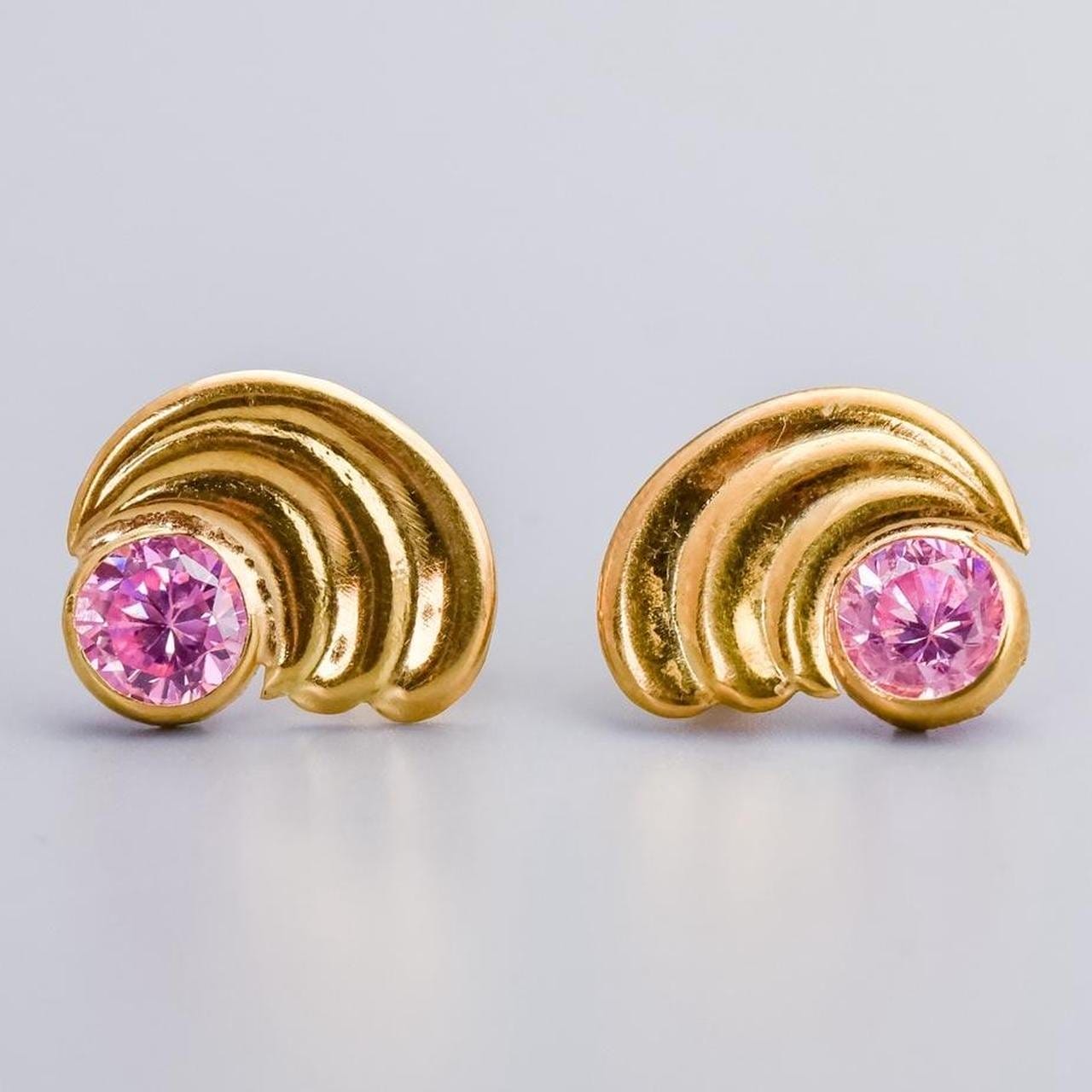 18K Gold Pink CZ Stud Earrings