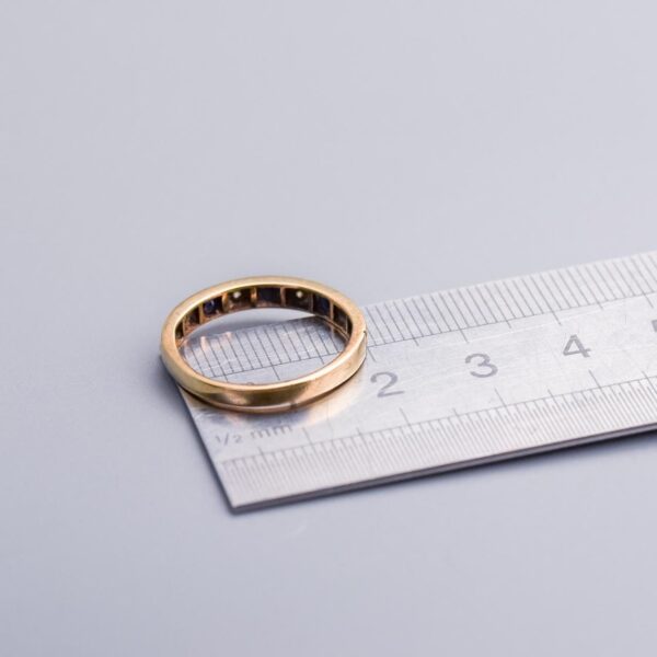 9K Gold Sapphire and CZ Ring